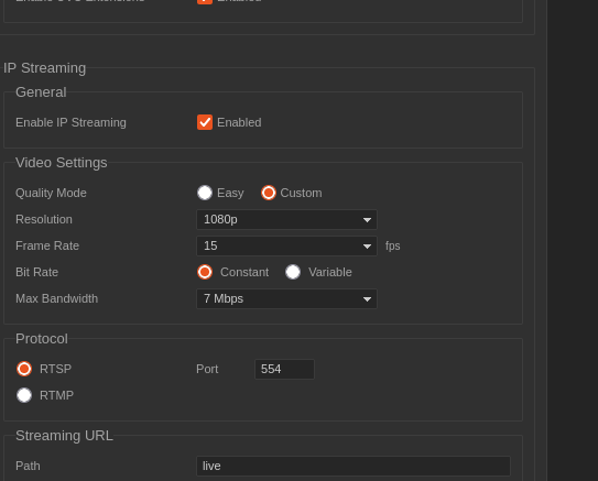Camera streaming